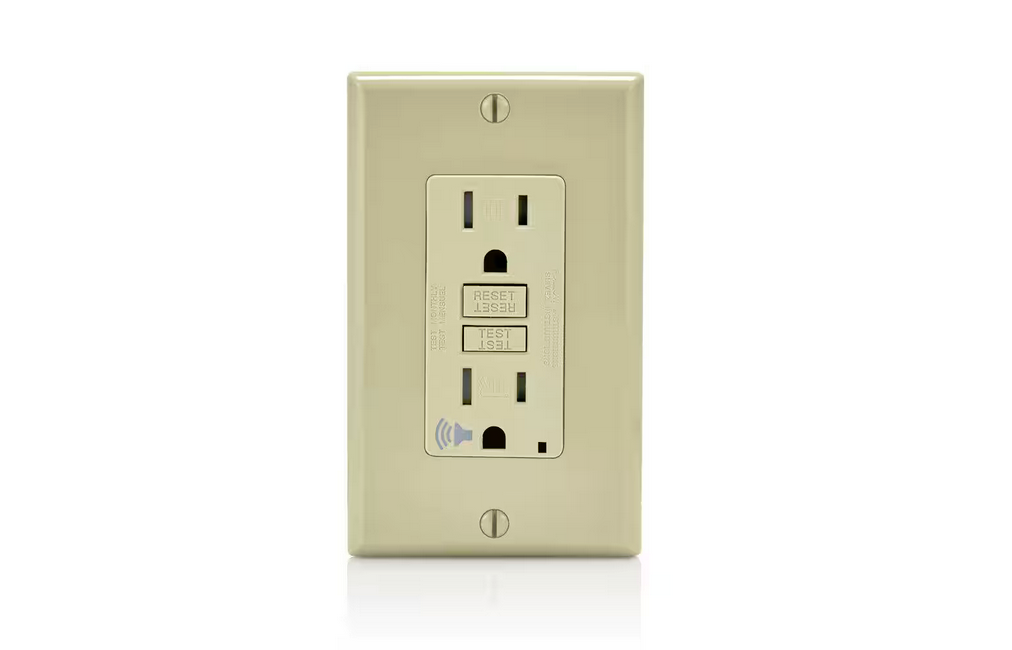 15 Amp SmartlockPro Tamper Resistant GFCI Outlet with Audible Alert, Ivory