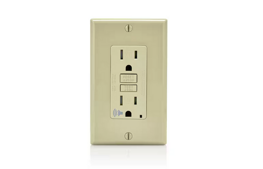 15 Amp SmartlockPro Tamper Resistant GFCI Outlet with Audible Alert, Ivory