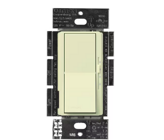 Diva 3-Speed Fan Control and Light Switch, Single-Pole/3-Way, 1.5A Fan/1A LED, Almond (DVFSQ-LF-AL) - 91002765057