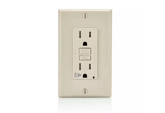 15 Amp SmartlockPro Tamper Resistant GFCI Outlet with Audible Alert, Light Almond