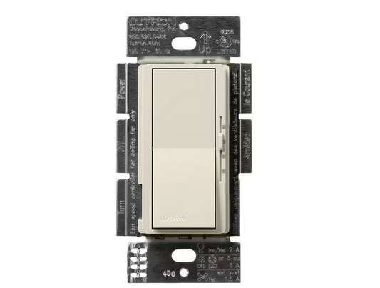 Diva 3-Speed Fan Control and Light Switch, Single-Pole/3-Way, 1.5A Fan/1A LED, Pumice (DVSCFSQ-LF-PM) - 91009500847