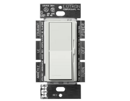 Diva 3-Speed Fan Control, Single-Pole/3-Way, 1.5 Amp, Lunar Gray (DVSCFSQ-F-LG) - 91009501011