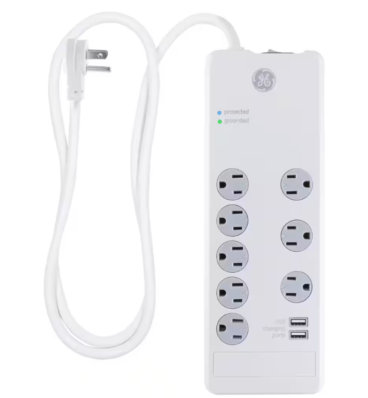 8-Outlet 2.1 Amp 4 ft. Cord 2100 Joules Surge Protector USB Charging