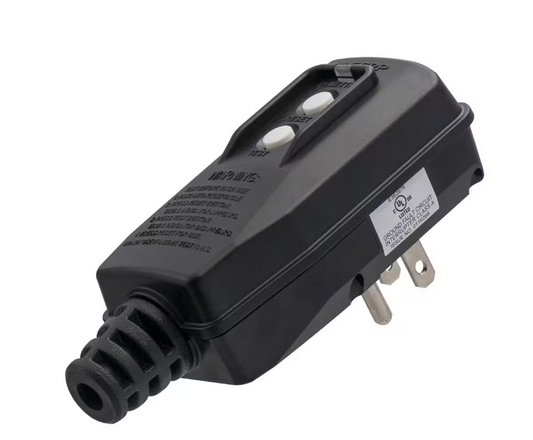 4.67 in. 15 Amp Auto Reset 3 Prong Portable GFCI Replacement Right Angle Plug Assembly - 91008253617