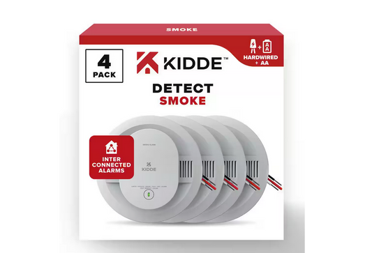 4 Pack Hardwired Smoke Detector with Interconnected Alarm and LED Warning Lights - 91010662157