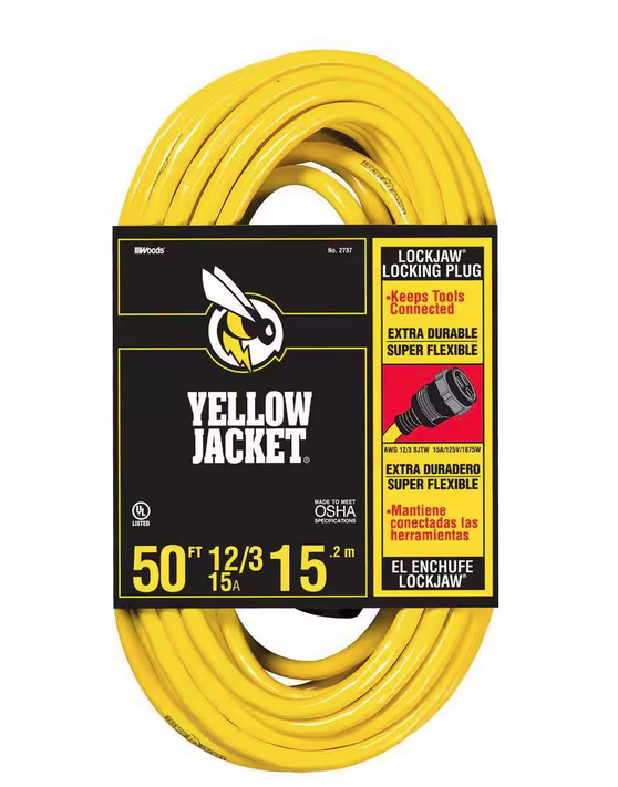 50 ft. 12/3 SJTW Outdoor Heavy-Duty Lock Jaw Extension Cord - 91002757146