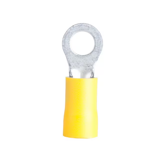 4 AWG Stud 3/8 Ring Terminal, Yellow (Case of 10)