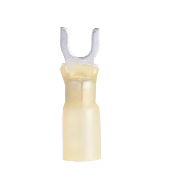 12 - 10 AWG, 8 - 10 Stud Size Yellow Heat-Shrink Spade Terminals (5-Pack) - 9408606