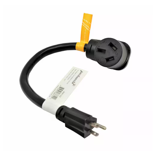 1.5 ft. 10/3 3-Wire 15 Amp Regular Household NEMA 5-15P Plug to 50 Amp Range/Oven 10-50R Adapter Cord(ONLY for 125-Volt) - 91006728484