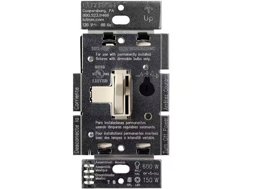Toggler LED+ Dimmer Switch for Dimmable LED Bulbs, 150W LED/Single-Pole or 3-Way, Light Almond (TGCL-153PH-LA) - 9527404