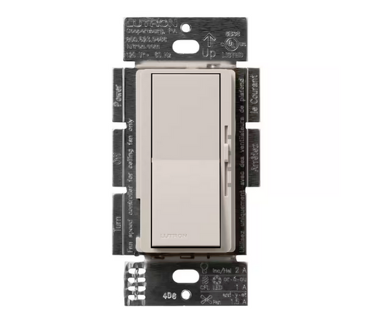 Diva 3-Speed Fan Control and Light Switch, Single-Pole/3-Way, 1.5A Fan/1A LED, Taupe (DVSCFSQ-LF-TP) - 91002765064