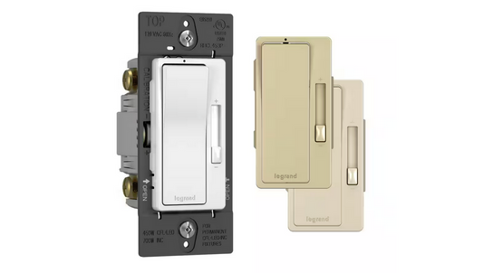 radiant 450-Watt Single Pole/3-Way LED/CFL/Incandescent Decorator Rocker Dimmer, White/Light Almond/Ivory - 91007571950