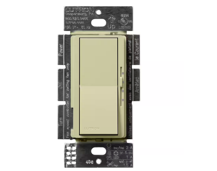 Diva 3-Speed Fan Control and Light Switch, Single-Pole/3-Way, 1.5A Fan/1A LED, Sage (DVSCFSQ-LF-SA) - 91009501023