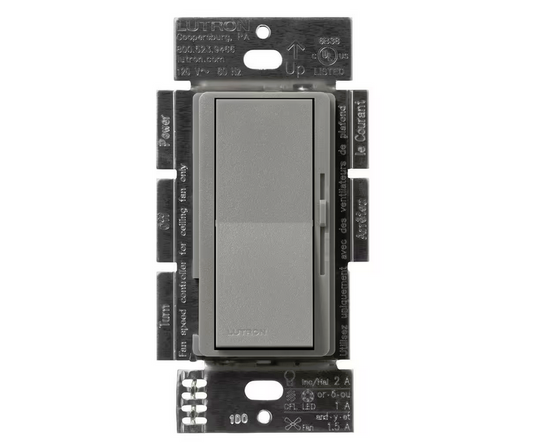 Diva 3-Speed Fan Control and Light Switch, Single-Pole/3-Way, 1.5A Fan/1A LED, Cobblestone (DVSCFSQ-LF-CS) - 91009501783