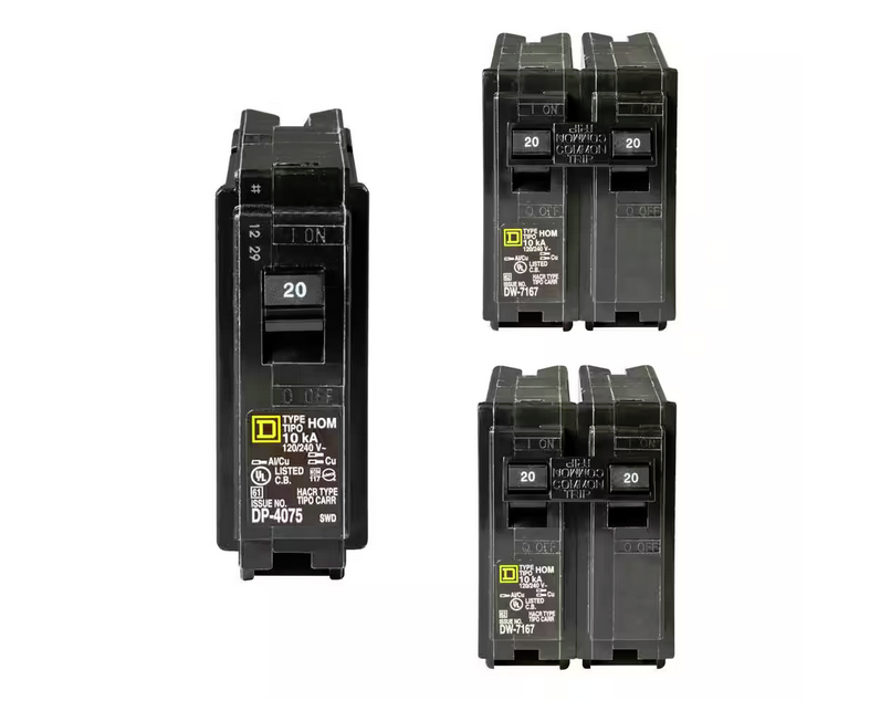 Homeline 1-20 Amp Single-Pole, and 2-20 Amp 2-Pole Circuit Breakers (3-pack) - 91005370707