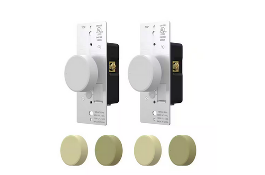 Rotary Dimmer Switch for Dimmable LED, CFL and Incandescent Bulbs, Single Pole/3-Way, with Three Knobs (2-Pack) - 91006608239