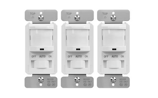 1.25 Amp Single Pole Motion Sensor Slider Switch, No Neutral Required, White (3-Pack) - 91010007087