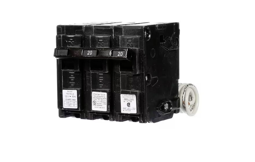 20 Amp Double-Pole Type QP Circuit Breaker with 120-Volt Shunt Trip