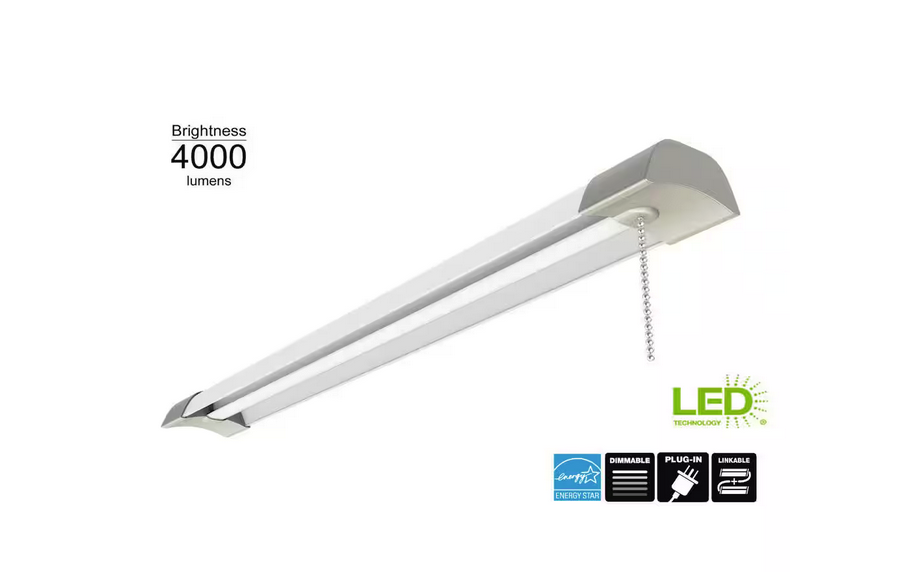 4 ft. White Integrated LED Shop Light at 4000 Lumens, 4000K Bright White - 91003958066