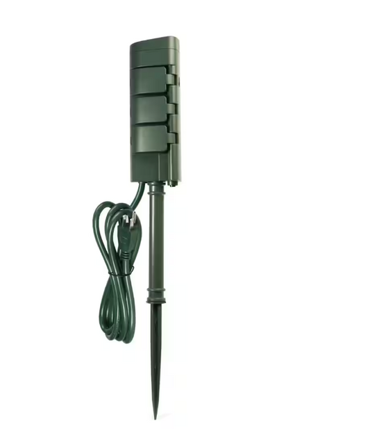 6 ft. Cord 15-Amp 6-Outlet Alexa / Google Assistant Compatible Smart Wi-Fi Outdoor Power Yard Stake, Green (12-Pack) - 91006380530