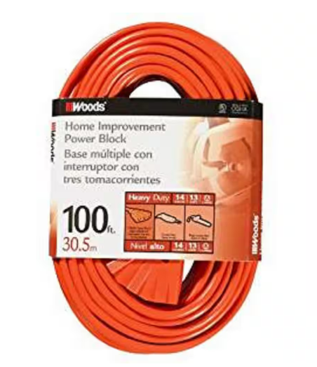 100 ft. 14/3 SJTW Multi-Outlet (3) Medium-Duty Extension Cord - 91002934910