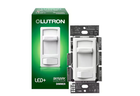 Skylark Contour LED+ Dimmer Switch for LED and Incandescent Bulbs, 150-Watt/Single-Pole or 3-Way, White (CTCL-153PR-WH) - 9265610