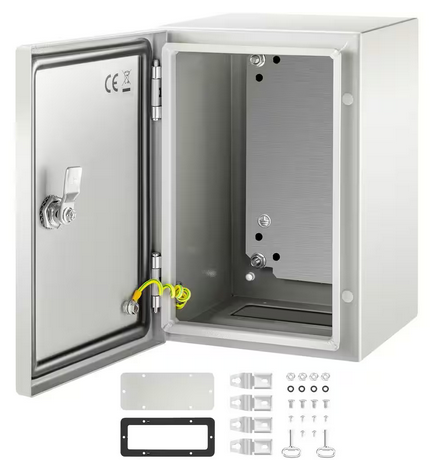 Steel Electrical Enclosure 12 in. x 8 in. x 8 in. NEMA Waterproof Junction Box with Mounting Plate for Outdoor Indoor - 91007824645