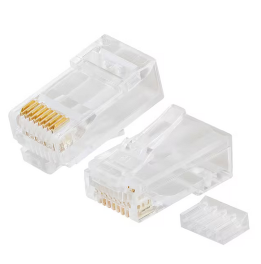 RJ45 Cat6 Connector Round-Solid 3-Prong 8P8C with Liner (2-Piece) - 91002787093