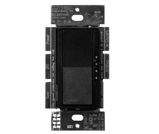 Diva 3-Speed Fan Control and Light Switch, Single-Pole/3-Way, 1.5A Fan/1A LED, Midnight (DVSCFSQ-LF-MN) - 91002765046