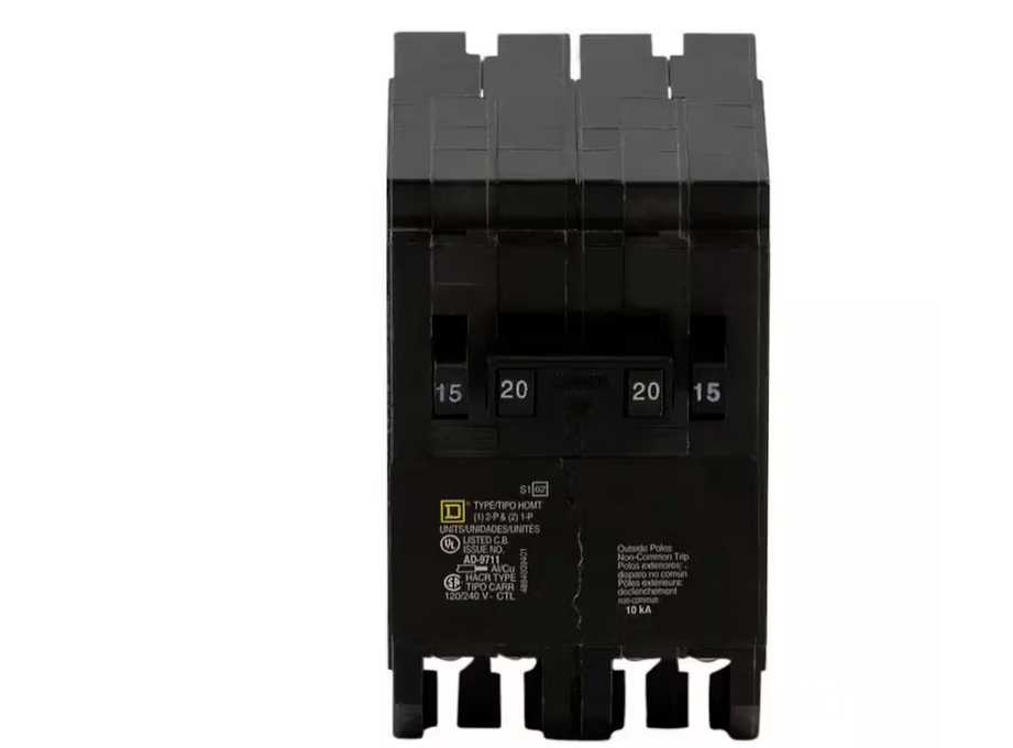 Homeline 2-15 Amp Single-Pole 1-20 Amp 2-Pole Quad Tandem Circuit Breaker - 9565423