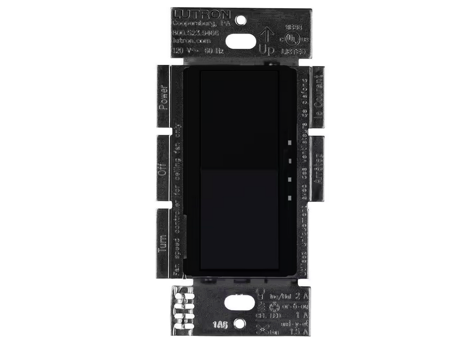 Diva 3-Speed Fan Control and Light Switch, Single-Pole/3-Way, 1.5A Fan/1A LED, Black (DVFSQ-LF-BL)