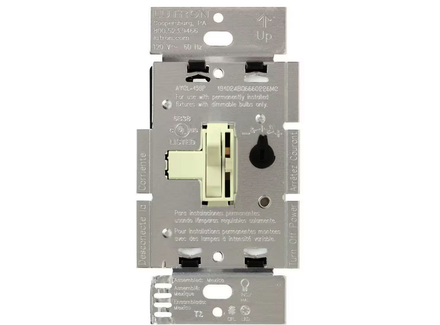 Toggler LED+ Dimmer Switch for Dimmable LED and Incandescent Bulbs, 250W/Single-Pole or 3-Way, Almond (AYCL-253P-AL) - 91001214118