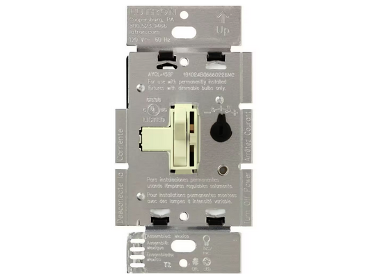 Toggler LED+ Dimmer Switch for Dimmable LED and Incandescent Bulbs, 250W/Single-Pole or 3-Way, Almond (AYCL-253P-AL) - 91001214118