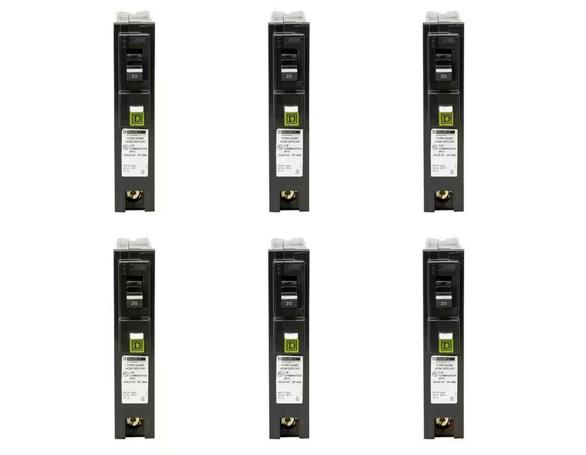 Homeline 20 Amp Single-Pole Plug-On Neutral Combination Arc Fault Circuit Breaker (6-Pack) - 91001553440