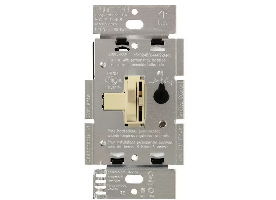 Toggler LED+ Dimmer Switch for Dimmable LED and Incandescent Bulbs, 250W/Single-Pole or 3-Way, Brown (AYCL-253P-IV) - 91001214122