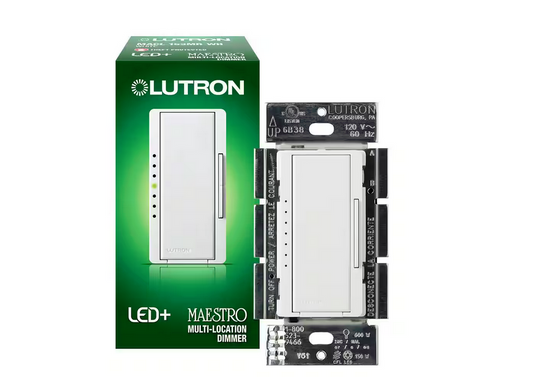 Maestro LED+ Dimmer Switch for Dimmable LED Bulbs, 150W/Single-Pole or Multi-Location, White (MACL-153MR-WH) - 9399959