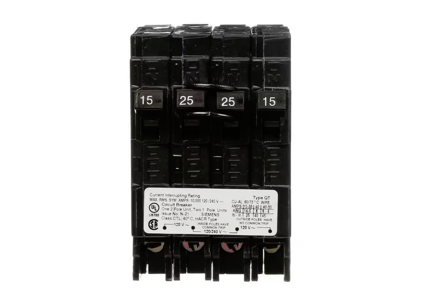 25 Amp Double-Pole and (2) 15 Amp Single-Pole Type QT Triplex Circuit Breaker - 95163939