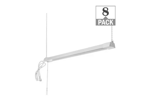 3 ft. Plug-in LED Shop Light with Pull Chain 3000 Lumens Garage Light Workshop Basement 4000K Bright White (8-Pack) - 91009823383