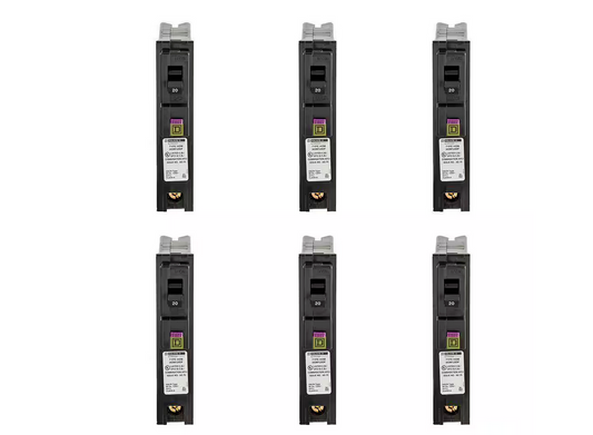 Homeline 20 Amp Single-Pole Plug-On Neutral Dual Function (CAFCI and GFCI) Circuit Breaker (6-Pack) - 91001553448