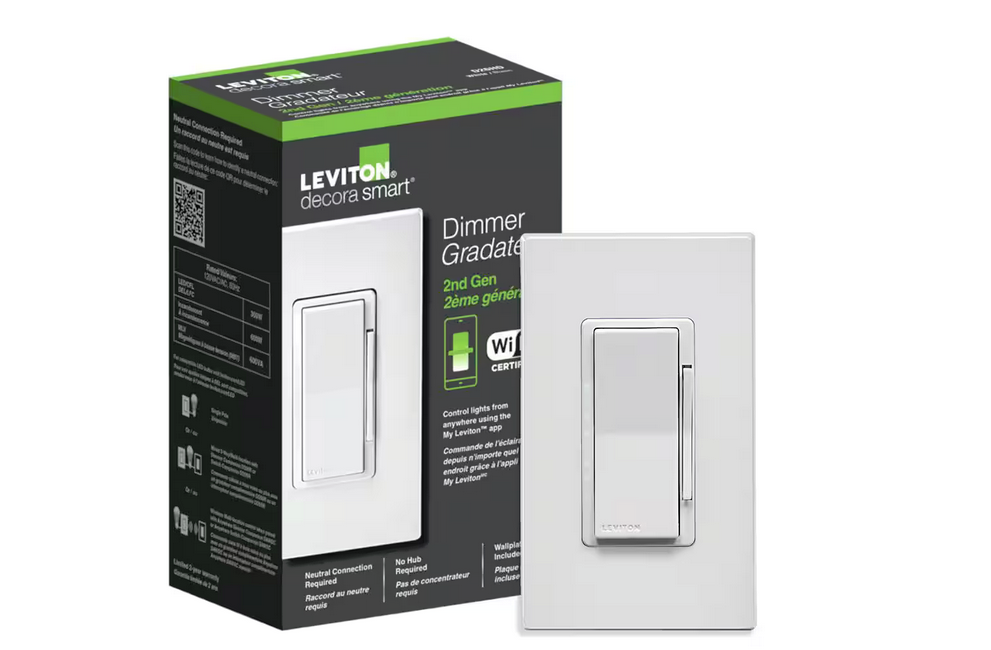 Decora Smart Wi-Fi Dimmer (2nd Gen) No Hub Required, Works with Google, Alexa, HomeKit, Anywhere Companions, White - 91006037305