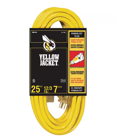 25 ft. 12/3 SJTW Outdoor Heavy-Duty Extension Cord with Power Light Plug - 91000993365