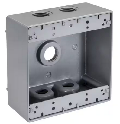 3/4 in. Weatherproof 5-Hole Double Gang Electrical Box - 91009346299