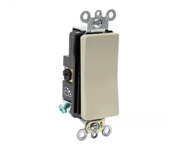 Decora Plus 20 Amp 120/277-Volt Antimicrobial Treated 3-Way Rocker Switch, Ivory