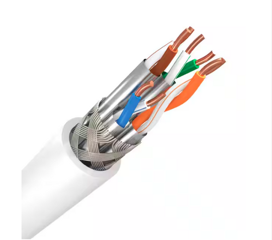 50 ft. White 22AWG 4-Pair Solid Copper S/FTP Cat8 Plus CMR Riser Bulk Data Cable - 91009746607