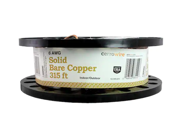 315 ft. 6-Gauge Solid SD Bare Copper Grounding Wire - 9320471