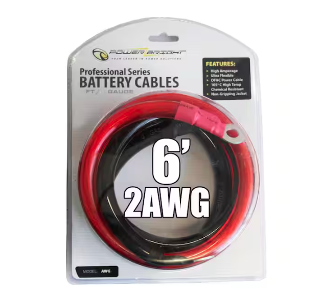 2 AWG Gauge 2000-2500-Watt 6 ft. Professional Series Inverter Cables