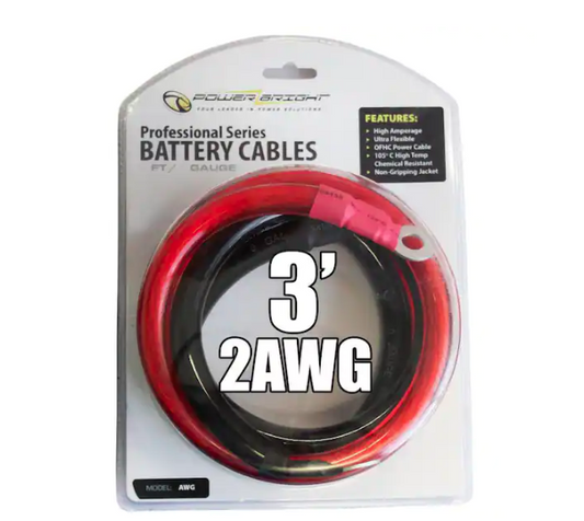 2 AWG Gauge 2000-Watt - 2500-Watt 3 ft. Professional Series Inverter Cables