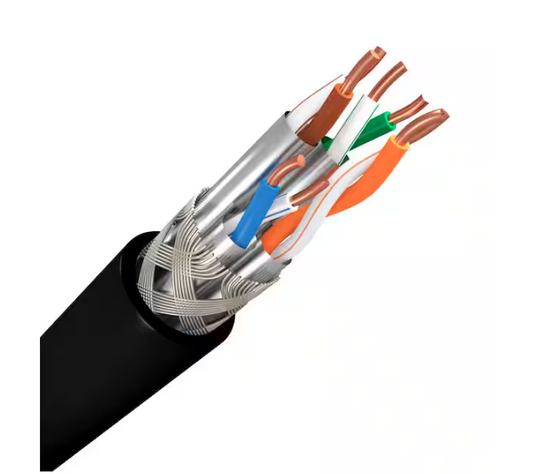 50 ft. Black 22AWG 4-Pair Solid Copper S/FTP Cat8 Plus CMR Riser Bulk Data Cable - 91009746606