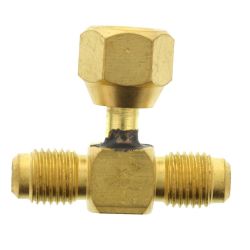 Brass Male Tee Valve with Flare Nut and Valve Core 1/4" Male x 1/4" Female Flare x 1/4" Male - 940020