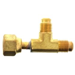 Brass Male Tee Valve with Flare Nut and Valve Core 1/4" Male x 1/4" Male x 1/4" Female Flare - 934932